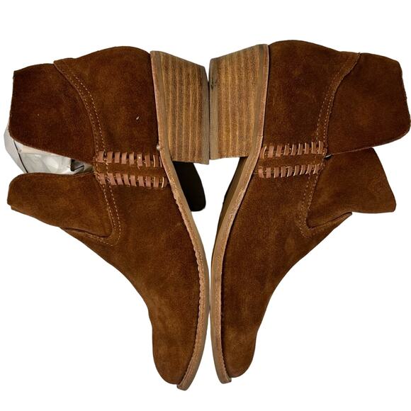 Dolce Vita Booties Womens 7 Chestnut Brown Suede Leather Western Block Heel Boho - Picture 4 of 12